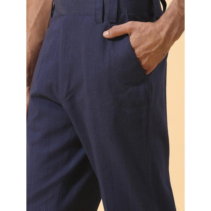 Navy Blue Men Trouser - Charkha TalesNavy Blue Men Trouser