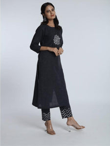 Women's Kurta Set - Navy Blue