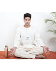 Off- White Bengal Cotton Yoga Kurta Set - Charkha TalesOff- White Bengal Cotton Yoga Kurta Set
