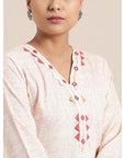 Off-White Block Print Cotton Dress - Charkha TalesOff-White Block Print Cotton Dress