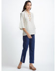Off-White Coloured Embroidery Top Set - Charkha TalesOff-White Coloured Embroidery Top Set