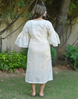Off-White Dainty Dazzel Dress - Charkha TalesOff-White Dainty Dazzel Dress