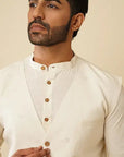Off White Khadi Cotton Jacket - Charkha TalesOff White Khadi Cotton Jacket