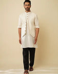 Off White Khadi Cotton Jacket - Charkha TalesOff White Khadi Cotton Jacket