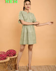 Olive Green Dabka Gotta Dress - Charkha TalesOlive Green Dabka Gotta Dress