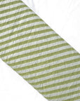 Olive Green Silver Stripes Chanderi Fabric - Charkha TalesOlive Green Silver Stripes Chanderi Fabric