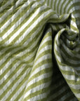 Olive Green Silver Stripes Chanderi Fabric - Charkha TalesOlive Green Silver Stripes Chanderi Fabric