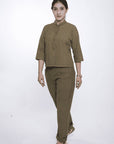 Olive Green Women Co-Ord Set - Charkha TalesOlive Green Women Co-Ord Set