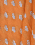 Orange Floral Silk Chanderi Fabric - Charkha TalesOrange Floral Silk Chanderi Fabric