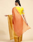 Orange & Mustured Yellow Tussar Silk Sarees - Charkha TalesOrange & Mustured Yellow Tussar Silk Sarees