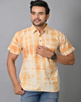 Orange Tie Dye Men Shirt - Charkha TalesOrange Tie Dye Men Shirt