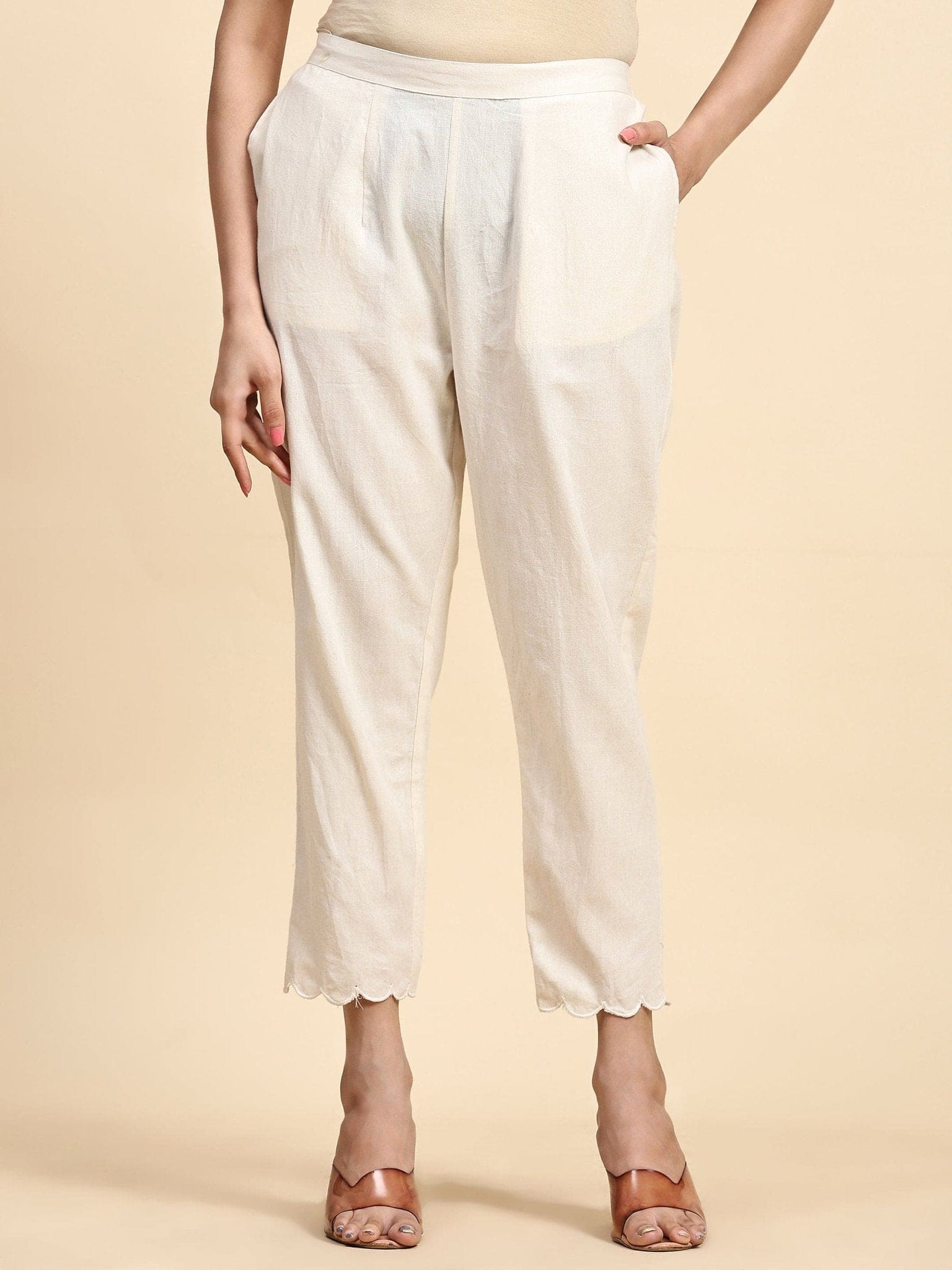 Patch Work Chanderi Kurta Set - Off - White - Charkha TalesPatch Work Chanderi Kurta Set - Off - White