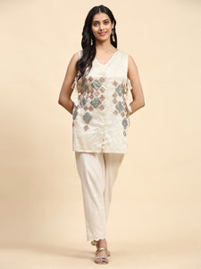 Patch Work Co-Ord Set - Off-White