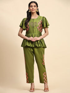 Patch Work Co-ord Set - Olive Green