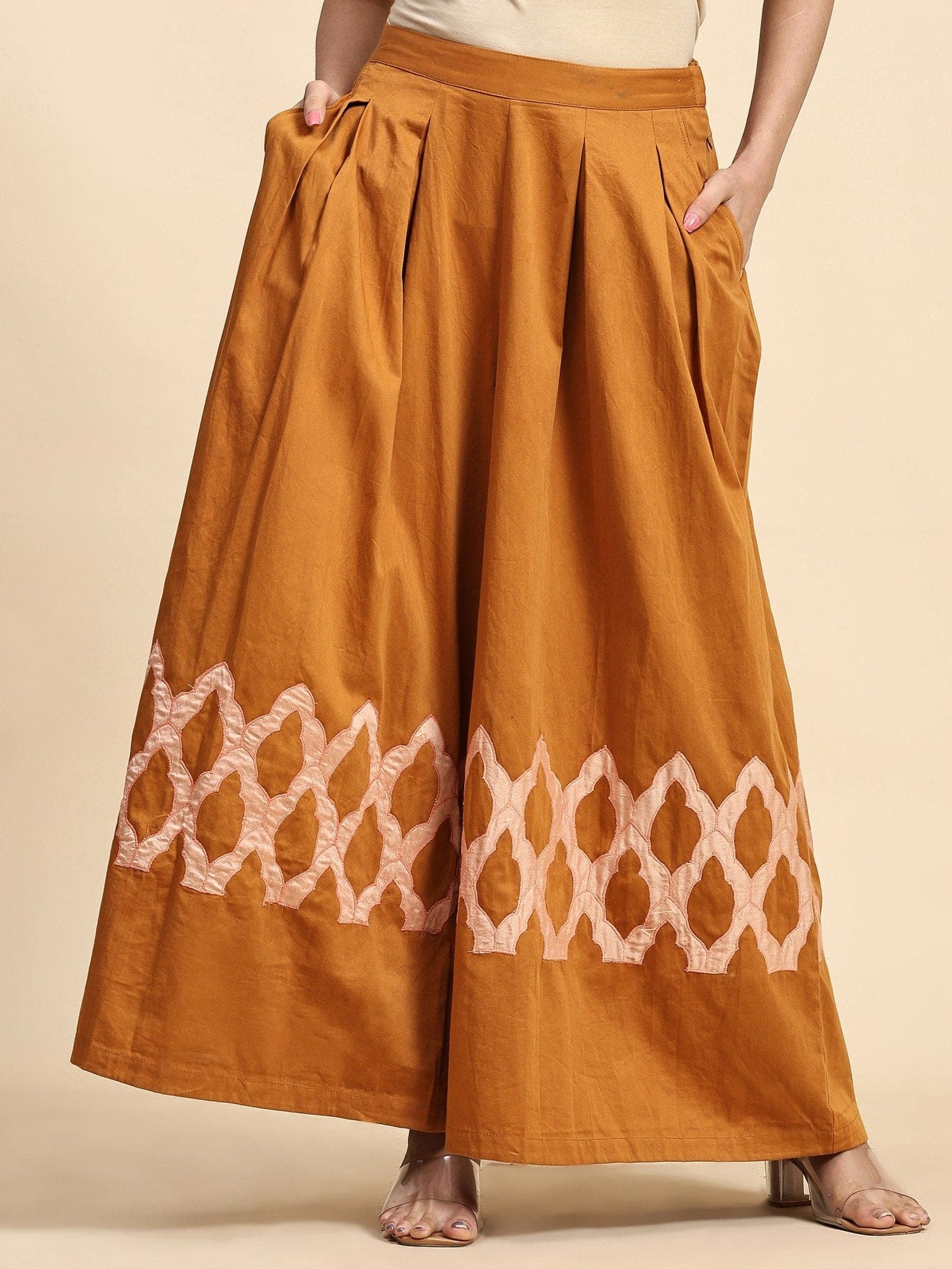 Patch Work Silk Co - ord Set - Mustard - Charkha TalesPatch Work Silk Co - ord Set - Mustard
