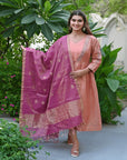 Peach Gota Compliments Jacket With Slip - Charkha TalesPeach Gota Compliments Jacket With Slip