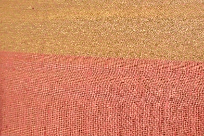 Pink Banarsi Zari Border Silk Fabric - Charkha TalesPink Banarsi Zari Border Silk Fabric