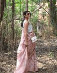Pink Block Print Chanderi Saree - Charkha TalesPink Block Print Chanderi Saree