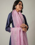 Pink Block Printed Kota Dupatta - Charkha TalesPink Block Printed Kota Dupatta