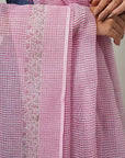 Pink Block Printed Kota Dupatta - Charkha TalesPink Block Printed Kota Dupatta