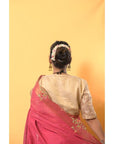 Pink Bloom Linen Saree - Charkha TalesPink Bloom Linen Saree