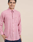 Pink Cotton Men Shirt - Charkha TalesPink Cotton Men Shirt