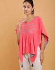 Pink Embroidered Cotton Co-Ord Set - Charkha TalesPink Embroidered Cotton Co-Ord Set