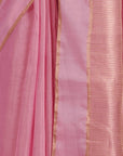 Pink Silk Chanderi Saree - Charkha TalesPink Silk Chanderi Saree