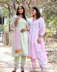 Pink Women Block Print Kurta set - Charkha TalesPink Women Block Print Kurta set