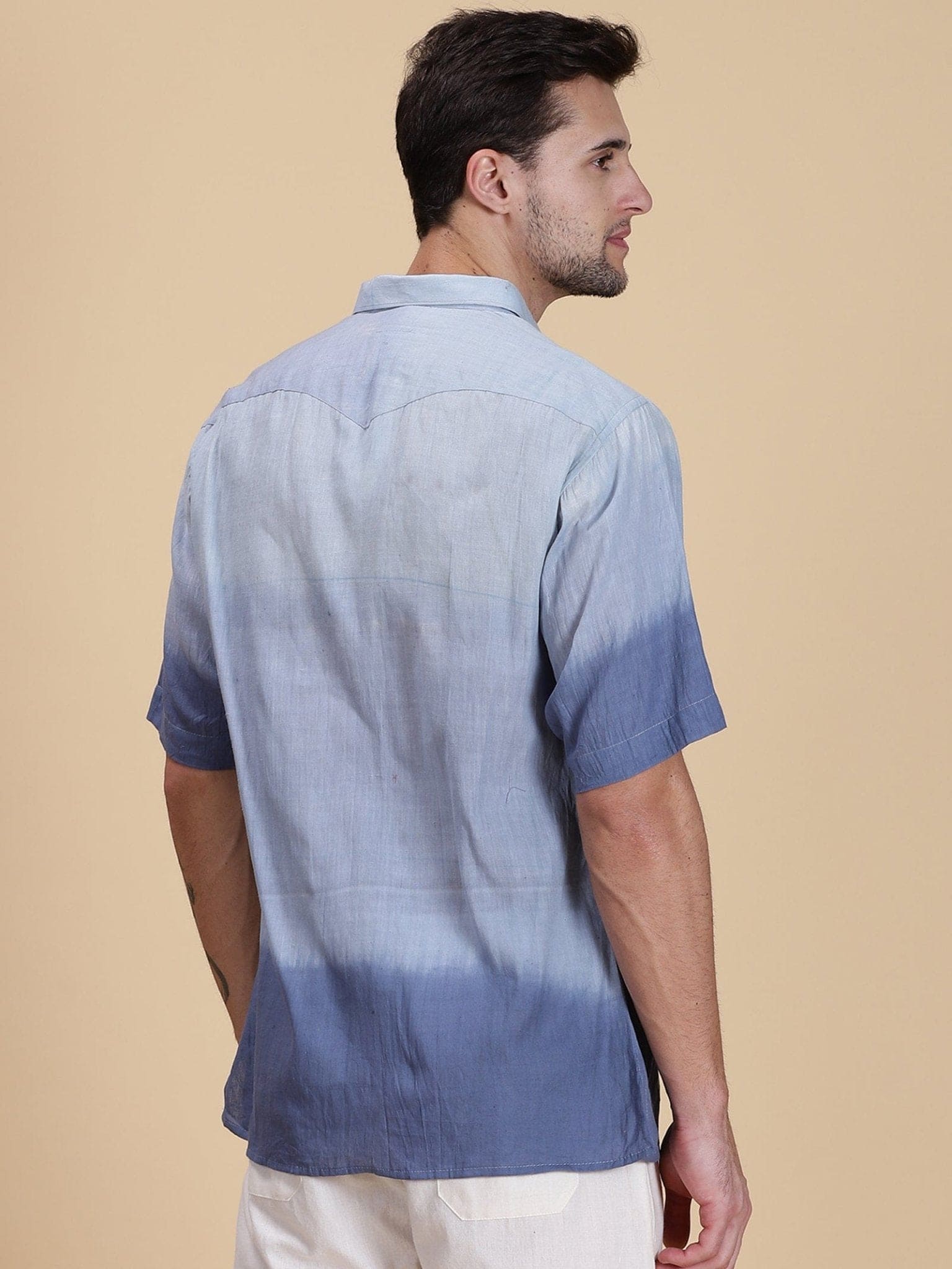 Premium Men Cotton Shirt - Blue - Charkha TalesPremium Men Cotton Shirt - Blue