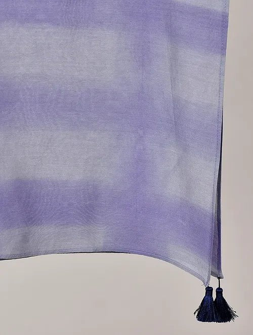Purple Clamp Dye Chanderi Silk Stole - Charkha TalesPurple Clamp Dye Chanderi Silk Stole