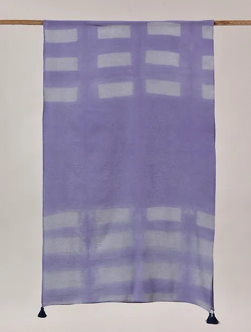 Purple Clamp Dye Chanderi Silk Stole - Charkha TalesPurple Clamp Dye Chanderi Silk Stole
