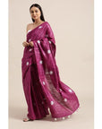 Purple Embroidered Ghiccha Silk Saree - Charkha TalesPurple Embroidered Ghiccha Silk Saree