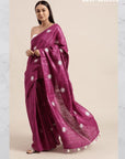 Purple Embroidered Ghiccha Silk Saree - Charkha TalesPurple Embroidered Ghiccha Silk Saree