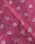 Purple Floral Silk Chanderi Fabric - Charkha TalesPurple Floral Silk Chanderi Fabric