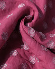 Purple Floral Silk Chanderi Fabric - Charkha TalesPurple Floral Silk Chanderi Fabric