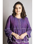 Purple Khadi Chikankari Top Set - Charkha TalesPurple Khadi Chikankari Top Set