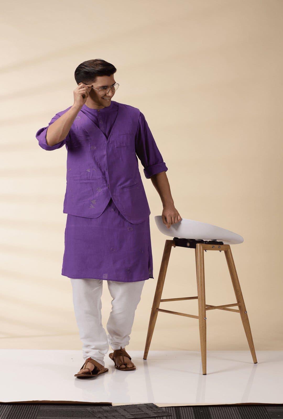 Purple Khadi Men Nehru Jacket - Charkha TalesPurple Khadi Men Nehru Jacket