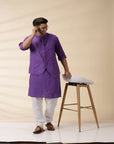 Purple Khadi Men Nehru Jacket - Charkha TalesPurple Khadi Men Nehru Jacket