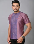 Purple Striped Men Silk Shirt - Charkha TalesPurple Striped Men Silk Shirt