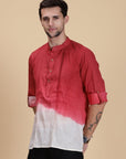 Red Hand Dyed Men Shirt - Charkha TalesRed Hand Dyed Men Shirt