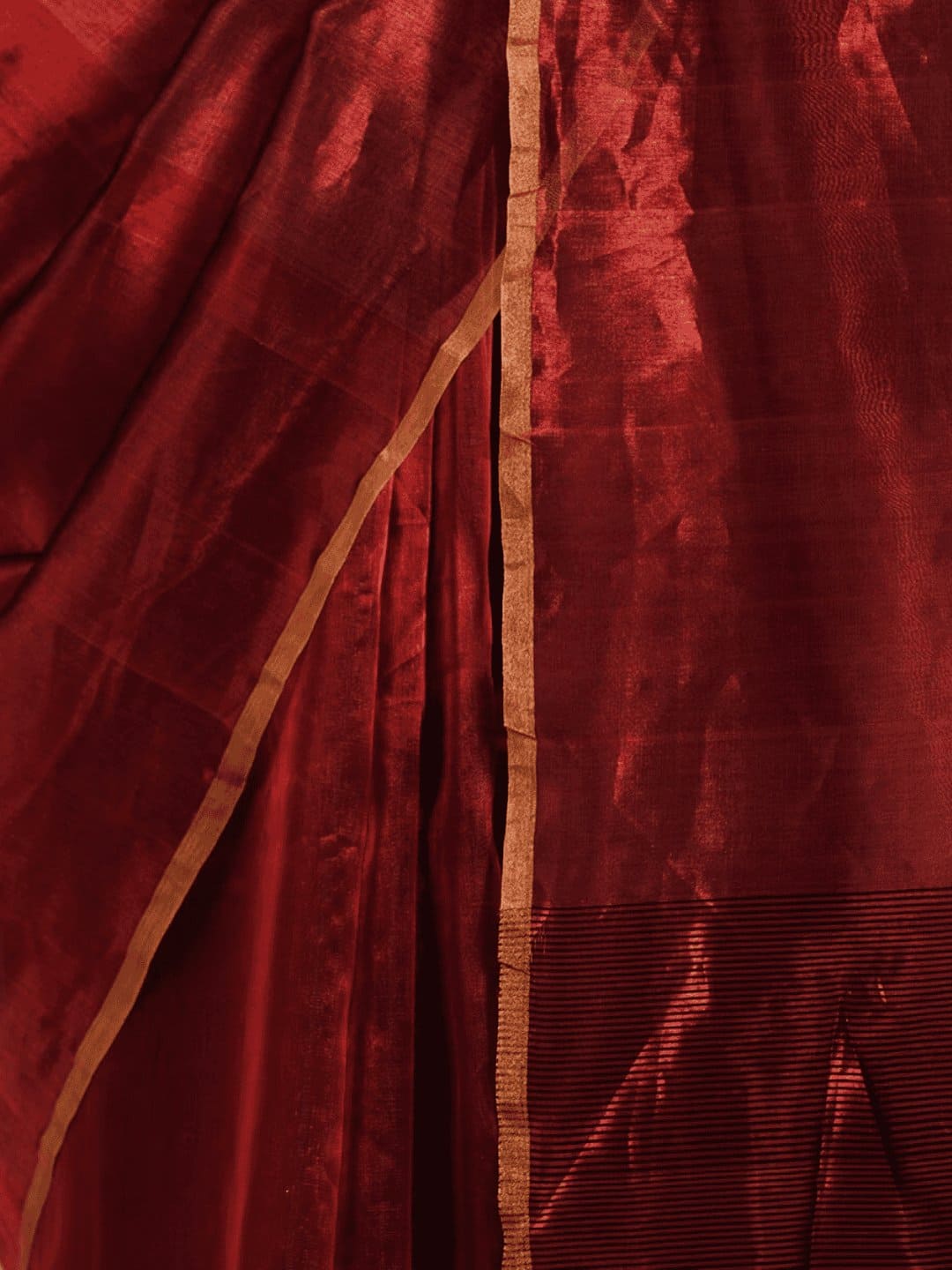 Red Silk Chanderi Saree - Maroon - Charkha TalesRed Silk Chanderi Saree - Maroon
