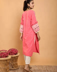 Rosy Pink Boho Chikankari Women Kurta Set - Charkha TalesRosy Pink Boho Chikankari Women Kurta Set