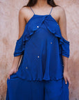 Royal Blue Chinon Co-ord Set - Charkha TalesRoyal Blue Chinon Co-ord Set