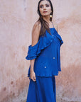 Royal Blue Chinon Co-ord Set - Charkha TalesRoyal Blue Chinon Co-ord Set