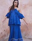 Royal Blue Chinon Co-ord Set - Charkha TalesRoyal Blue Chinon Co-ord Set