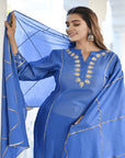 Royal Blue Gotta Silk Kurta Set - Charkha TalesRoyal Blue Gotta Silk Kurta Set