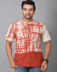 Rust Brown Tie Dye Men Shirt - Charkha TalesRust Brown Tie Dye Men Shirt