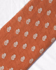 Rust Orange Floral Silk Chanderi Fabric - Charkha TalesRust Orange Floral Silk Chanderi Fabric