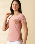 Salmon Pink Embroidered Women Top - Charkha TalesSalmon Pink Embroidered Women Top